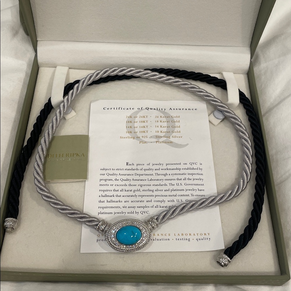 Judith Ripka Sterling Silver Turquoise Pendant with Interchangable Necklaces